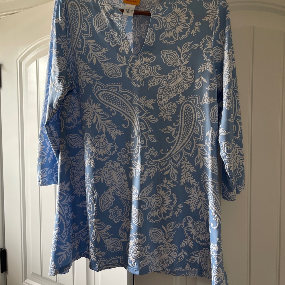 Ruby Rd. Light Blue and White Paisley Tunic